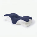 Wova Rest contoured memory foam pillow, navy blue, studio hero