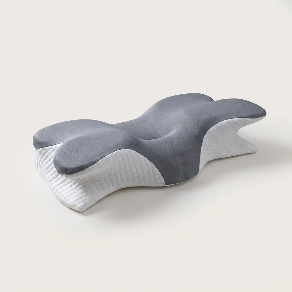 Wova Rest contoured memory foam pillow, gray, profile view