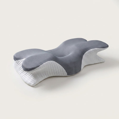 Wova Rest contoured memory foam pillow, gray, profile view